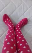 Pink with white polka dots :)