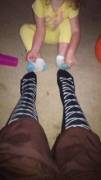 "Pirate socks" and blue socks