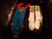 Batman and superman socks. The superman socks actually came with the cape