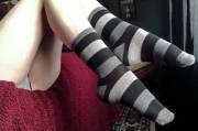 These are my favorite longer socks, boring stripes, but I love them!