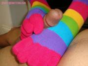 Rainbow Toesock Sockjob!