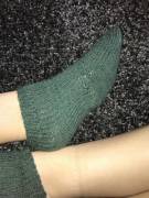 Green knit socks with a surprise