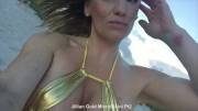 Jillian Goes To The Beach In A Tiny Gold Bikini cut Pt2