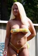 Daring bikini for this blonde MILF