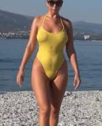 thin yellow swimsuit gif