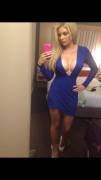 Sexy Blonde in blue dress