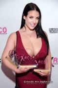 Angela White with her three XRCO Awards, including 2018 Performer of the Year