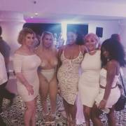 Sara Jay, Nina Kayy, Raquel Savage, Melissa Dawson and Harmonie Marquise at the XBIZ Miami White Party