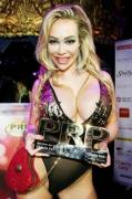 Chessie Kay with her "Men Only Girl Of The Year 2017" award at the PRP Awards in 2017