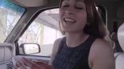 Pretty girl rides cock in the driver's seat