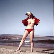 Sue Snow, relaxing on the beach in the 50s...