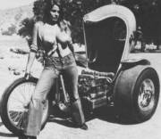 Uschi Digard and her bad ass tricycle in 1969 [NSFW]
