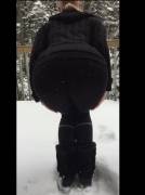 just a quick gape in the falling snow... gfy
