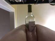 Wine bottle shoved up my greedy hole