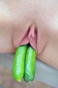 Two cucumbers in one hole