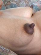Very long brown nipples