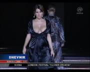 Nives Celsius' tits falling out on the runway