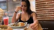 Pretty Girl At A Restaurant Tries Not To Moan With A Hidden Vibe. [GIF]