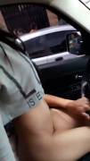 Riding a cock while driving [GIF]