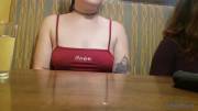 Flashing in a packed brunch restaurant [GIF]
