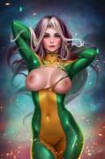 This is one wardrobe malfunction Rogue doesn't seem to mind... (Prywinko) [X-Men/Marvel]