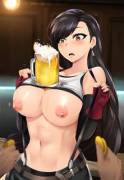 How Tifa's cowtits are used as a shelf for the beer (Xkit) [Final Fantasy]