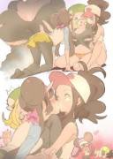 Rosa, Bel, Hilda - Girls night and a stolen kiss (Chori) [Pokemon]