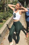 Mich State Sorority Chick in Tight Leggings