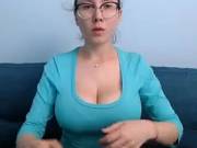 Revealing her massive natural titties