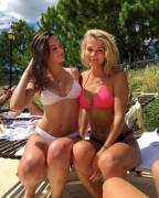 Two attractive girls in bikinis