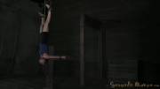 Casey hung upside down in strict bondage, with a dildo inside her pussy, a vibrator on her clit and a cock deep in her throat. She screams as the orgasm takes over her body. (sound in comments)