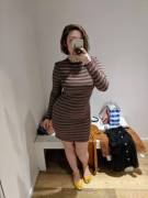 The best time to wear a striped swater-dress... (F)