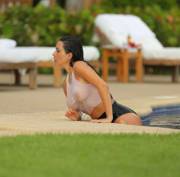 Kim Kardashian Wet T-Shirt Nipples in Mexico