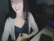 Cute girl's adorably embarrassed reaction after flashing her boobs [gif]