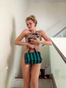 AJ Michalka covering her private parts