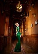 Green latex dress in rich house! [Alina Chlebecek]