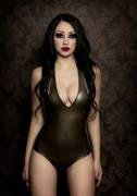 Beauty in metallic bodysuit (Ms. Dani Divine)