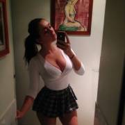 Sultry School-Girl In The Mirror