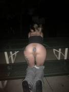 Buttplug on the park bench.