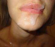 My boyfriend's cum on my lips!