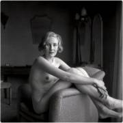 Female Nude in Armchair, c. 1935 - by T.W. Salomon