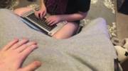 College Friend Giving a Blowjob While Doing Our Homework