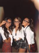 Geeky schoolgirls