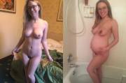 Cute girl before and after getting pregnant