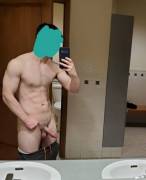First time taking a pic naked in a public locker room. So hot 