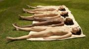 3 nude white girls and 1 ebony chick naked
