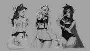 Ahri, Lux and Morgana in various lingerie [OC/dawvil]