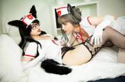 Will you let these nurses heal you with cuddles? :3 (waifufoxy and gumiho.arts)