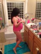 Pregnant hotwife getting ready for a FB