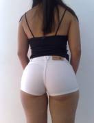 Round ass tight white shorts